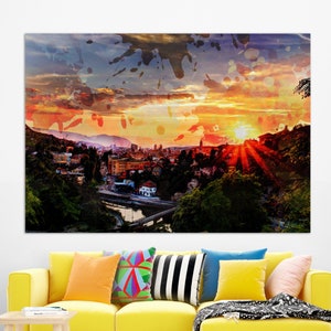 Sarajevo Canvas Print, Sarajevo Skyline, Sarajevo Wall Art, Sarajevo Painting, Bosnia and Herzegovina Wall Art