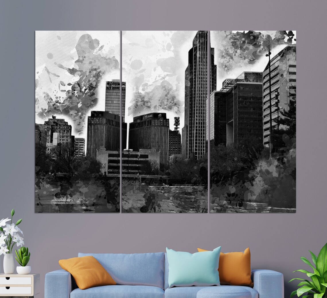 Omaha Canvas Print Omaha Skyline Abstract Omaha Painting Etsy
