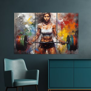 Frauen Workout Leinwand Druck, Fitnessstudio Wandkunst, Frauen Fitness Motivation, Fitness Wandkunst, Fitness Mädchen Leinwand Kunst, Fitness Gemälde