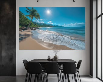 Beach Canvas Print, Ocean Wall Art, Sunset on the Beach Canvas Print, Beach Painting, Ocean Wall Art