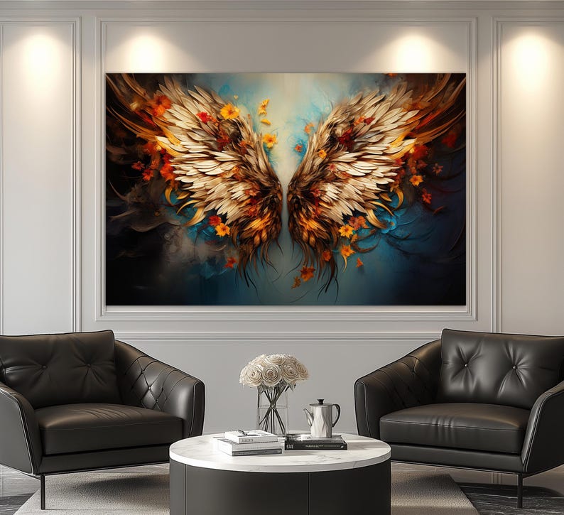 Abstract Eangels Abstract Angel Wings Painting, Wings Canvas Print, Religious Wall Art ...