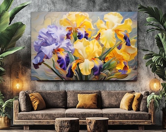 Floral Wall Art, Iris Flower Canvas Print, Flowers Painting, Floral Wall Decor, Iris Print