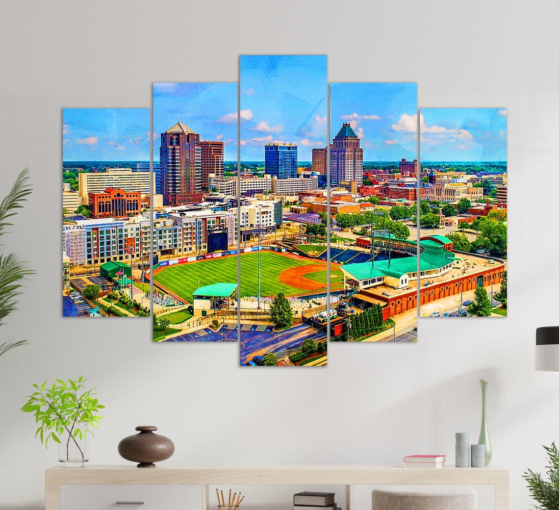 Greensboro Skyline Greensboro Wall Art Greensboro Canvas Etsy