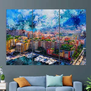 Monaco Wandkunst, Monaco Leinwand Druck, abstrakte Monaco Malerei, Monaco Druck