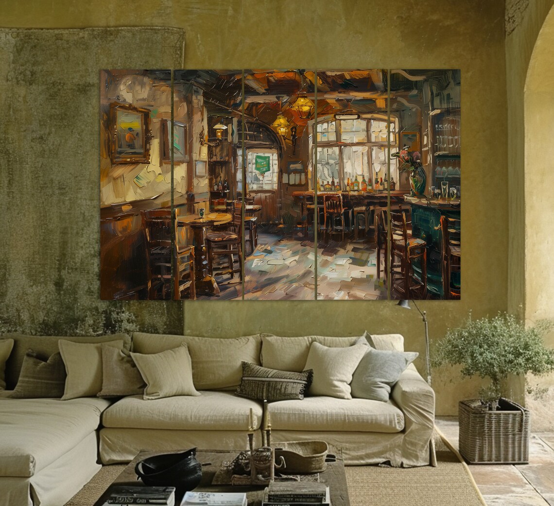 Irish Pub Vintage Painting Canvas Print, Pub Wall Art, Abstract Pub ...