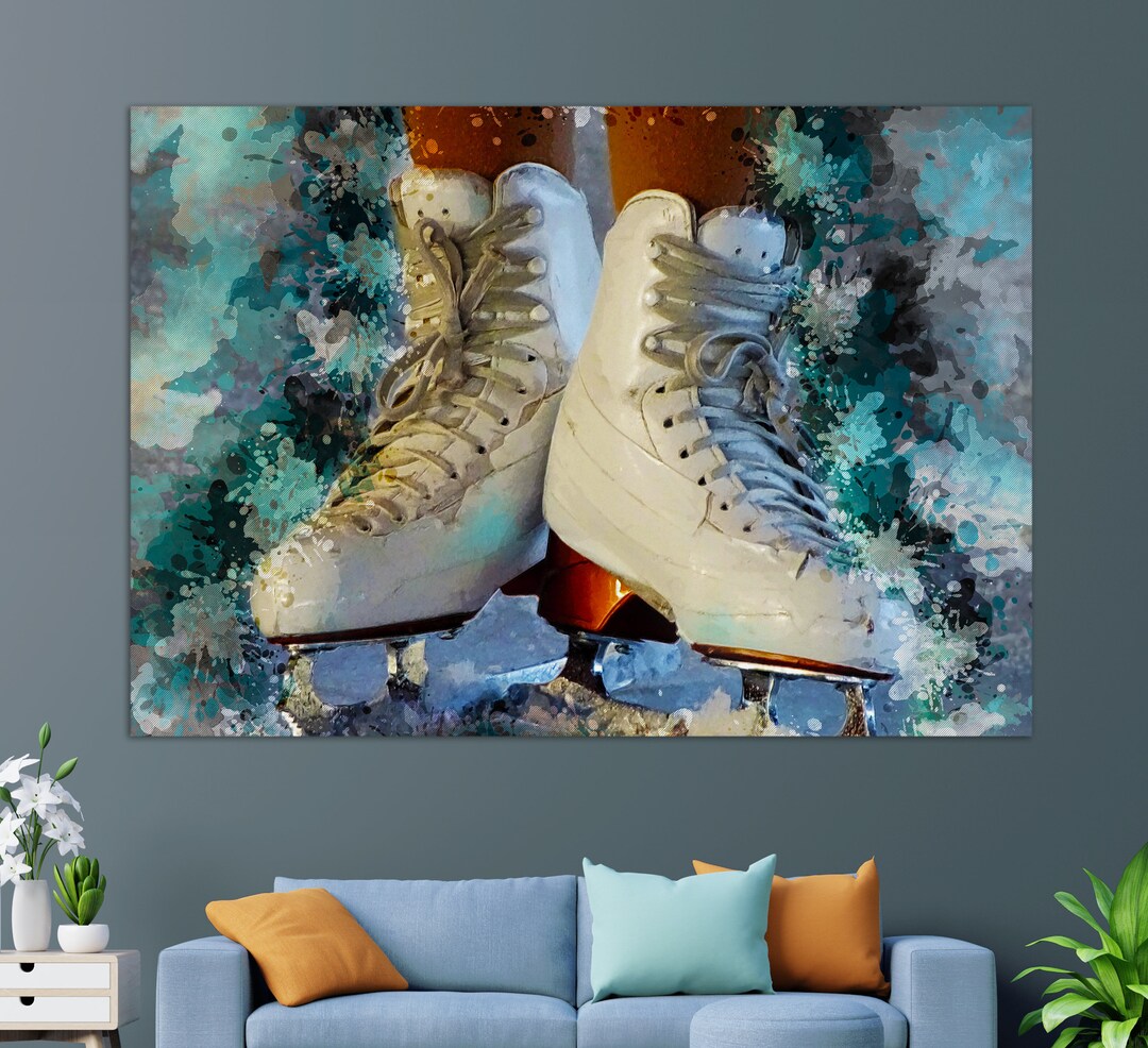 Skatingrease Art Skates Canvas Print, Figure Skating Wall Art, Skating Canvas Print ...