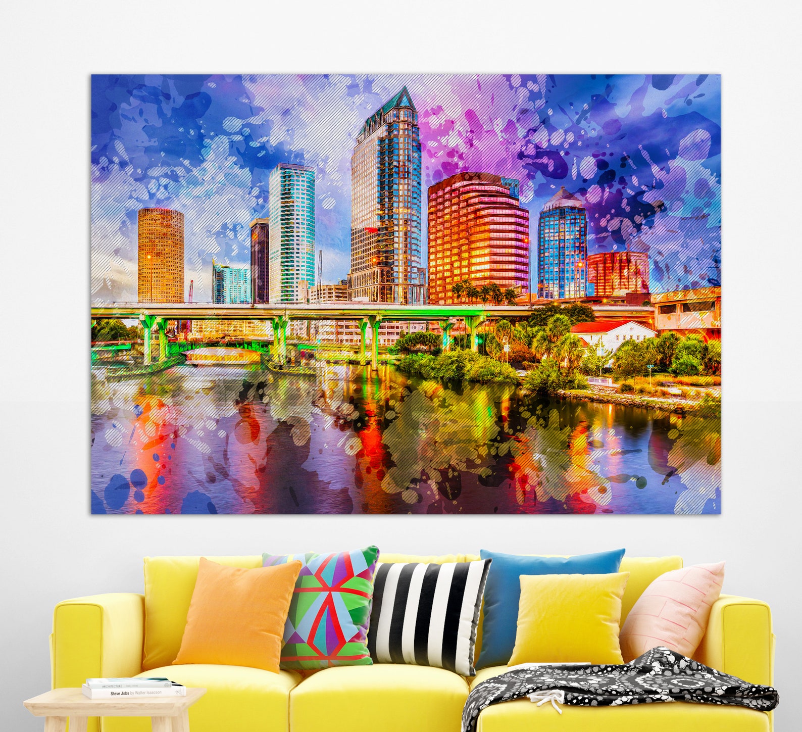 Tampa Canvas Print Tampa Painting Tampa Skyline Tampa Wall Etsy