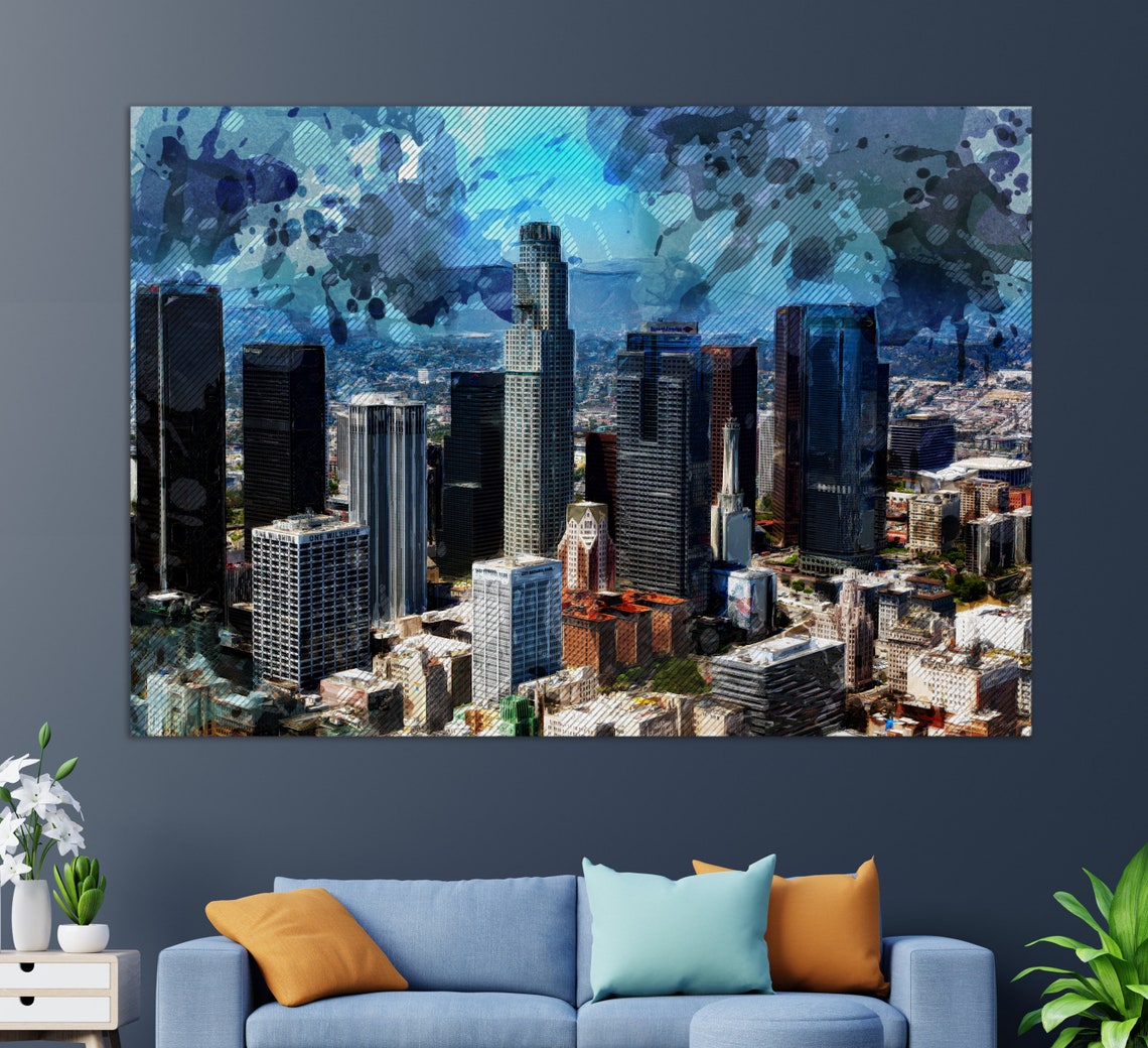 Los Angeles Canvas Print Abstract Los Angeles Painting Los Etsy
