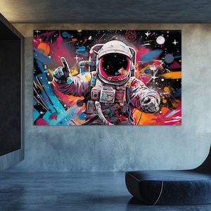 Abstract Astronaut Canvas Print, Pop Art Astronaut Wall Art, Astronaut Painting, Astronaut Canvas Art