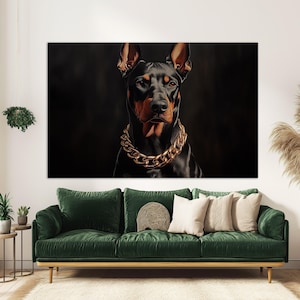 Doberman Canvas Print, Doberman Poster, Abstract Wall Decor, Doberman Owner Gift, Framed and Ready to Hang, Doberman Wall Art