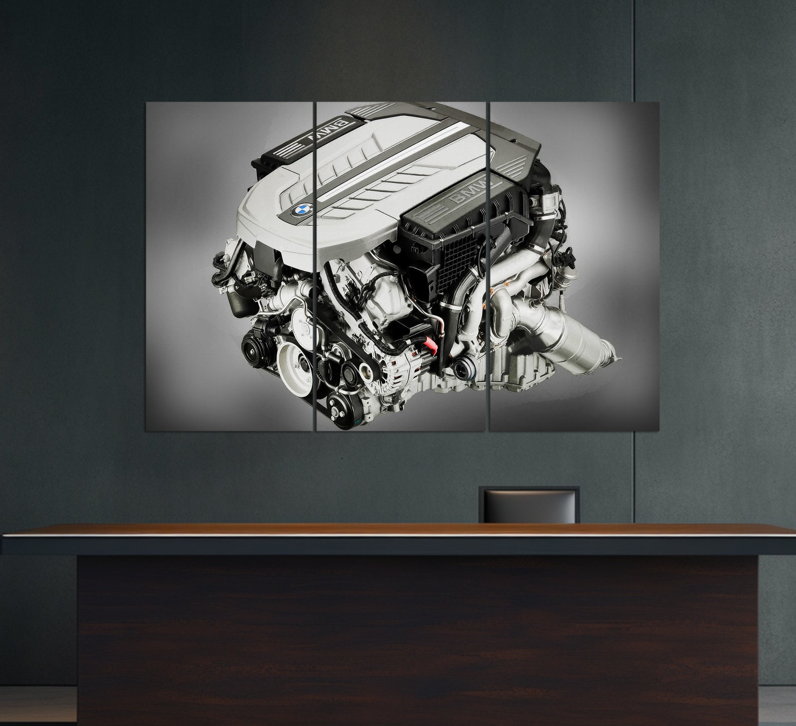 BMW Engine Canvas Print, BMW Engine Painting, BMW Wall Art, Workshop ...
