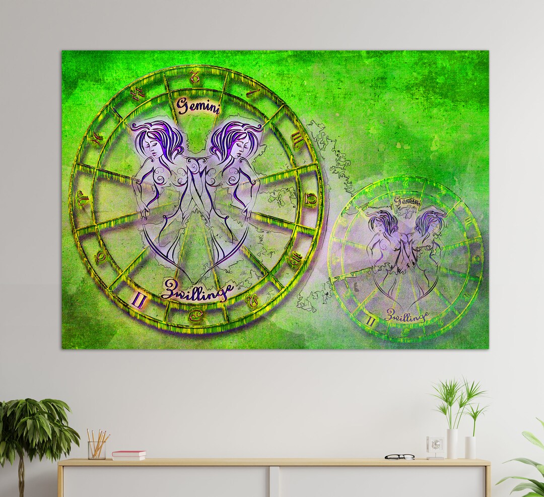 Gemini Sign Canvas Print Zodiac Wall Art Astrology Wall Art Etsy