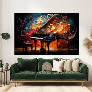 Abstrakter Konzertflügel Leinwanddruck, Klavier Wandkunst, Klaviermalerei, Geschenk Klavierspieler, Wanddekoration, Pianobar