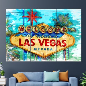 Welcome To Las Vegas Sign, Las Vegas Canvas Print, Las Vegas Painting, Vegas Wall Art