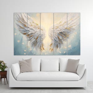 Angel Wings Painting Canvas Print, White Angel Wings Canvas Print ...