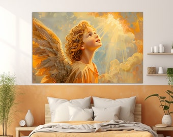 Beautiful Angel, Canvas Painting Angel, Wall Art Angel Poster Framed and Ready to Hang, Religious Wall Art, Angel Painting