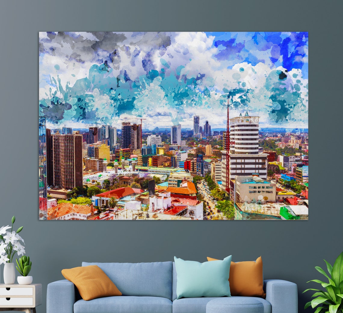 Kenya Wall Art Nairobi Canvas Print Nairobi Painting Kenya Etsy