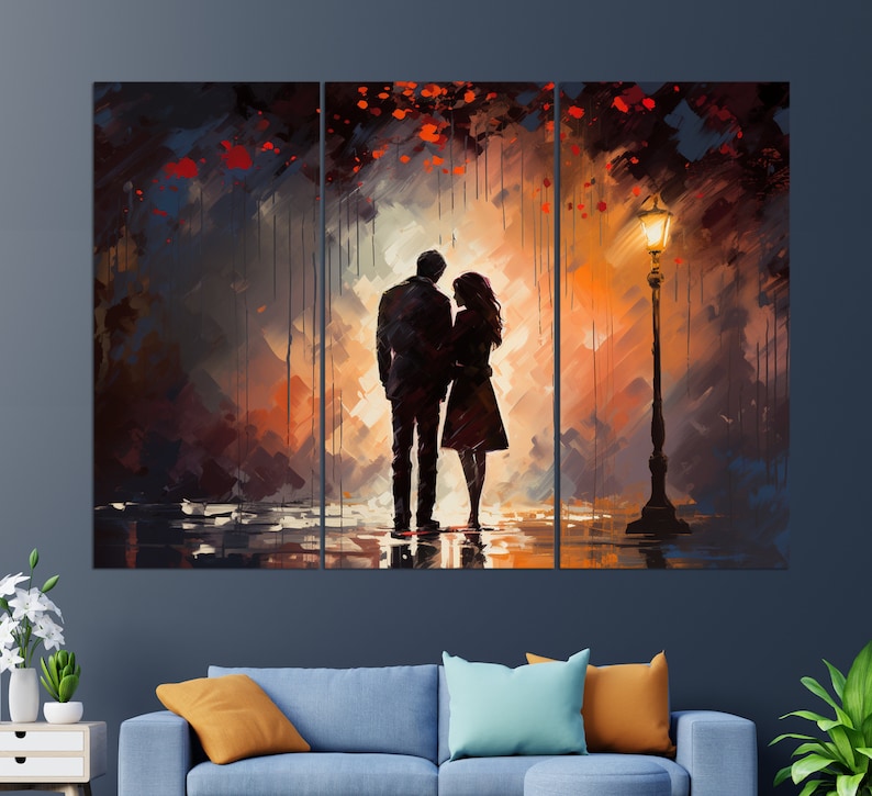 Romantic Wall Art, Couple in Love Canvas Print, Romantic Painting ...