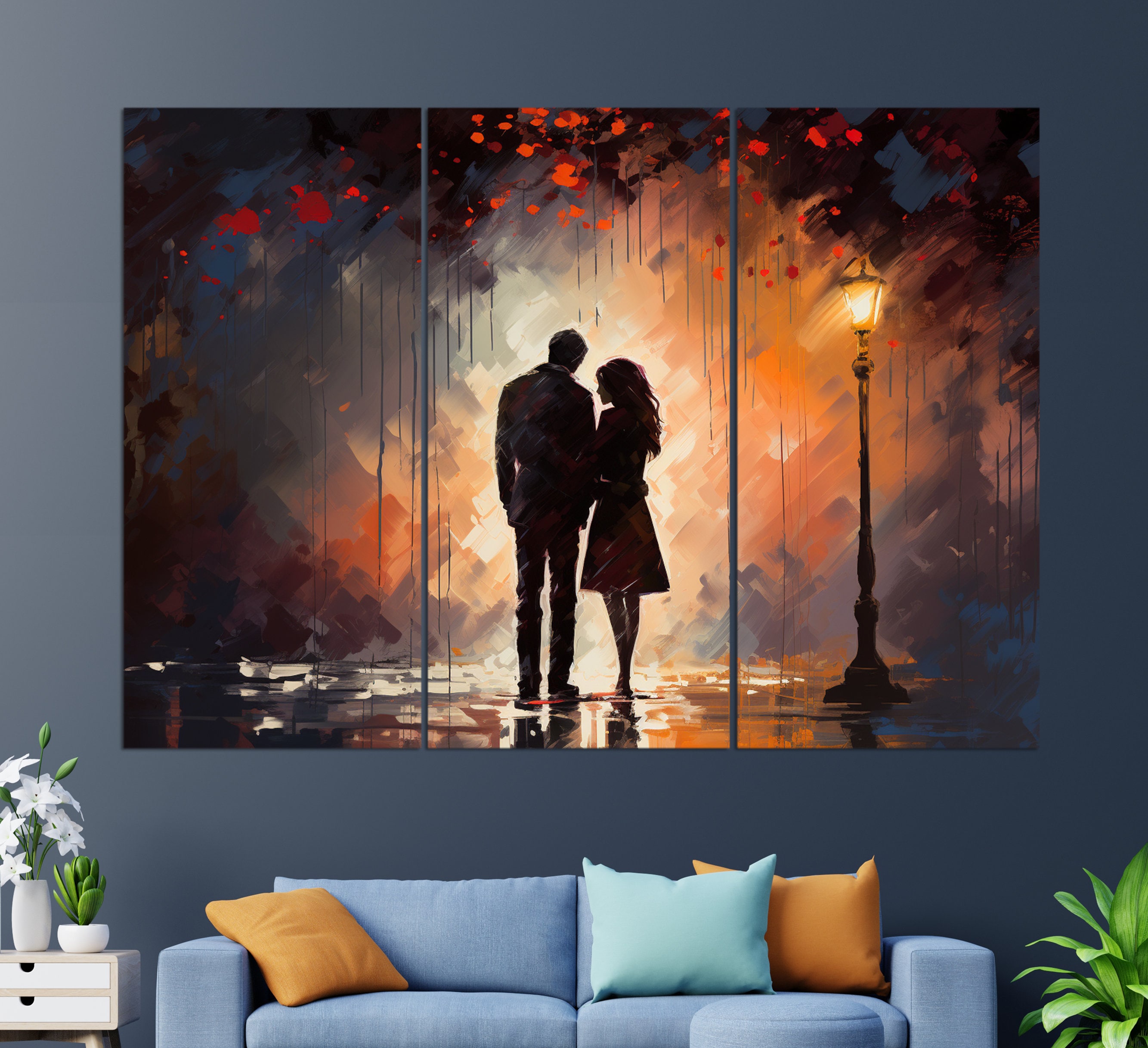 Romantic Wall Art, Couple in Love Canvas Print, Romantic Painting ...