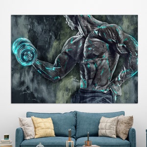 Bodybuilding Canvas Print, Weightlifting Wall Art, Gym Wall Decor, Weightlifter Gift, Workout Canvas Print, Fitness Painting, Gym Wall Art