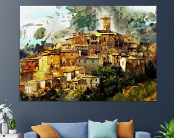 Santo Stefano di Sessanio, L'Aquila, Abruzzo Canvas Print, Santo Stefano di Sessanio Painting, Italy