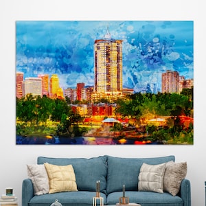 Tulsa Canvas Print, Tulsa Skyline, Tulsa Painting, Tulsa Wall Art