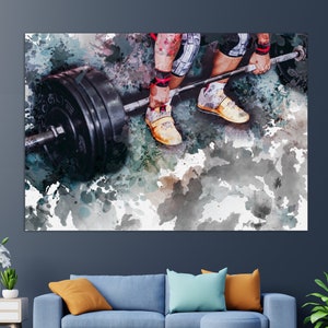 Weightlifting Wall Art, Gym Wall Decor, Weightlifter Gift, Workout Canvas Print, Fitness Painting, Gym Wall Art