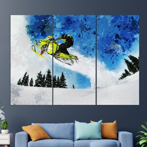 Snowmobiles Wall Art, Ski Doo Canvas Print, Snowmobile Painting, Snowmobile Instructor Gift image 3