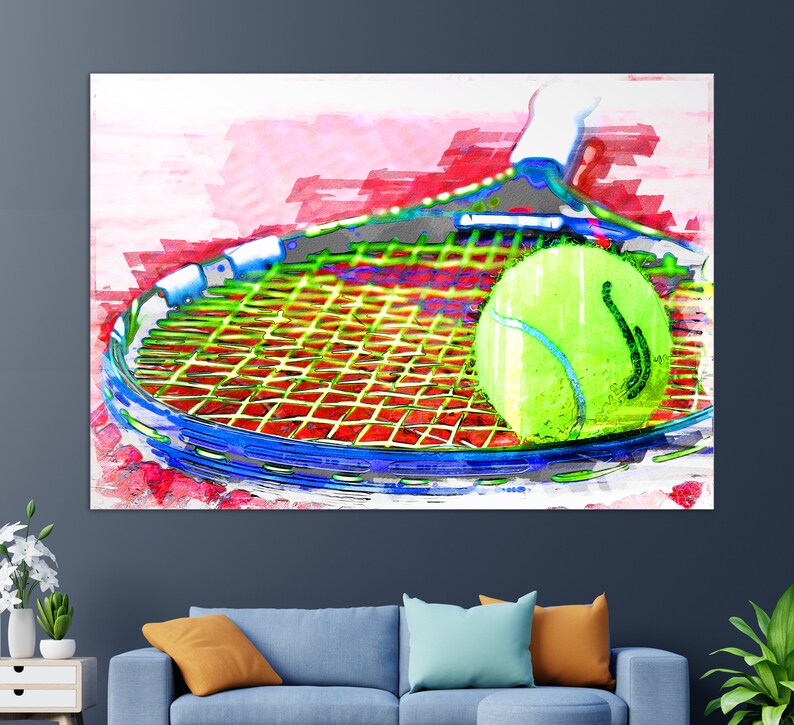 Tennis Wall Art Abstract Tennis Canvas Print Tennis Etsy