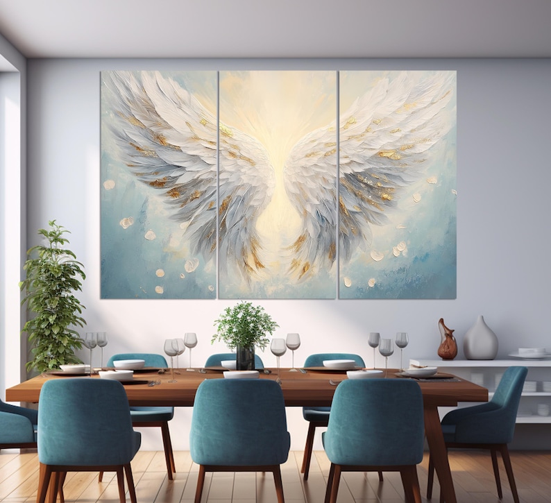 Angel Wings Painting Canvas Print, White Angel Wings Canvas Print ...