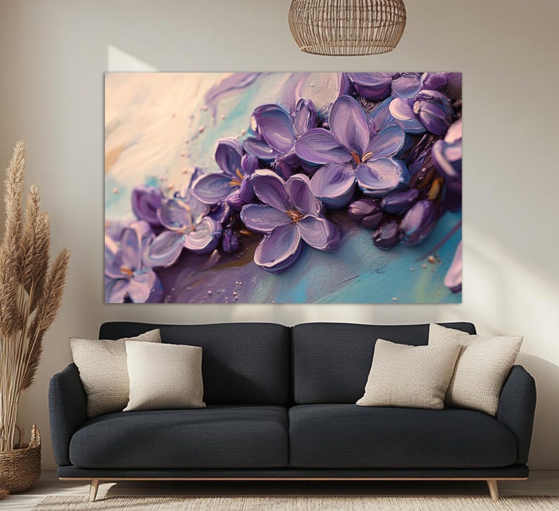 Lilac Flowers Canvas Print, Floral Wall Art, Flowers Painting, Floral ...