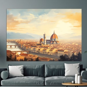 Florence Skyline Canvas Print, Florence Painting, Italy Wall Art, Florence Print, Florence Wall Art