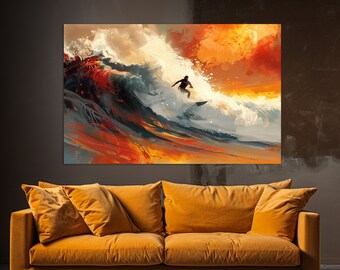 Surfing Wall Art, Surfer Gift, Surfing Canvas Print, Surfing Painting