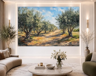 Olivenhainen in der Toskana, Italien Ölgemälde Leinwanddruck, Toskana Wandkunst, Olivenhain Landschaft, Olivenbäume Wandkunst, Olivenplantage