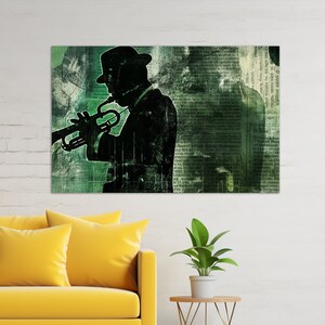 Abstrakte Jazz Wandkunst, Jazz Leinwanddruck, Jazz Malerei, Geschenk für Jazzfan, Jazzband Poster, Jazzclub Wanddekor