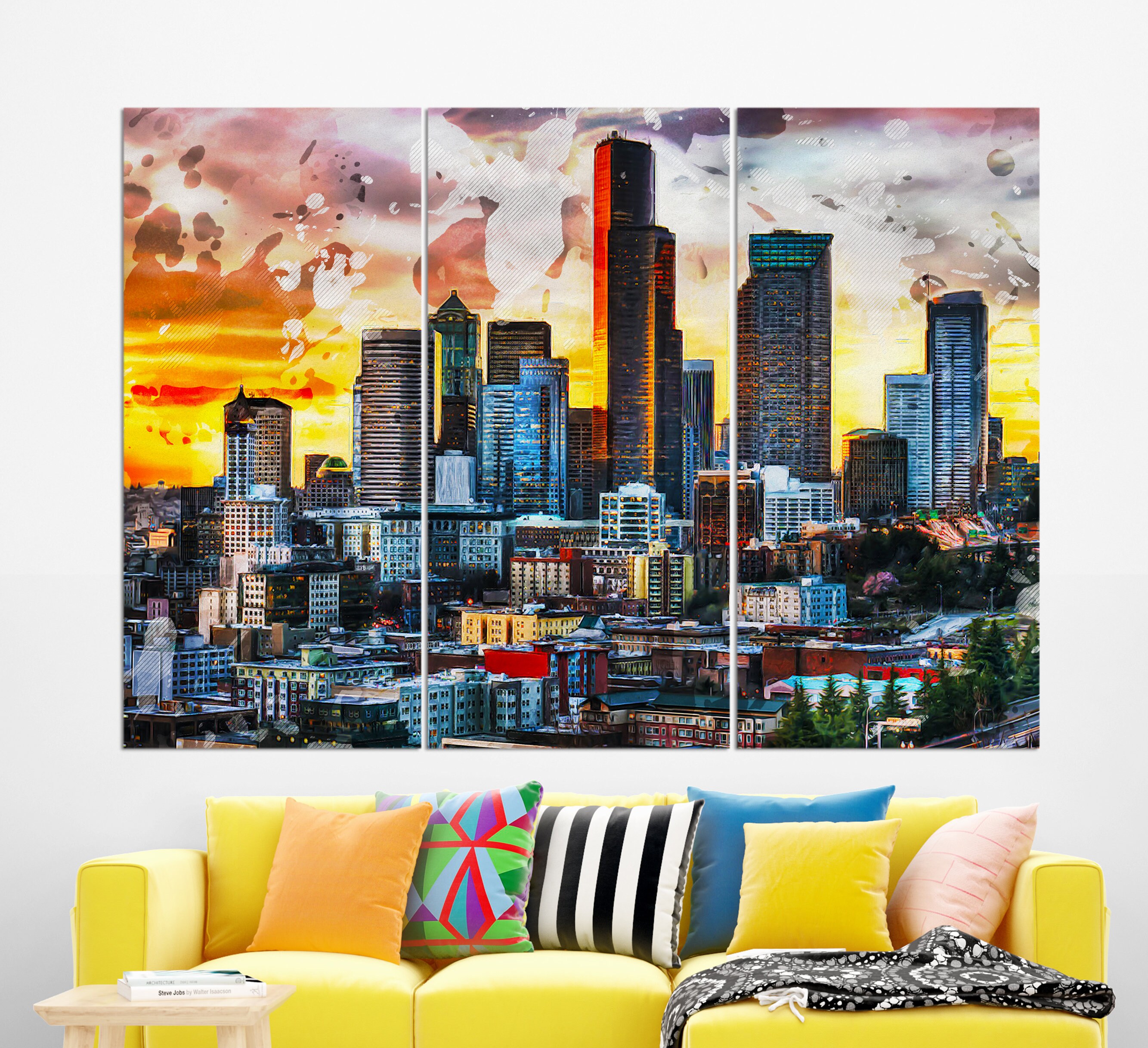 Seattle Canvas Print Seattle Wall Art Abstract Seattle Etsy UK