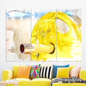 Fitness Wall Art, Gym Wall Decor, Barbell Canvas Print, Barbell Painting, Gym Wall Art