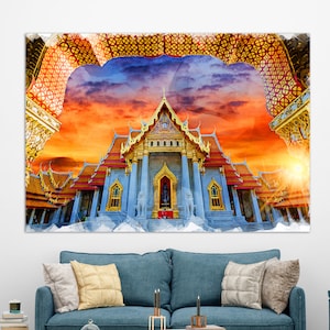 Marble Temple, Bangkok, Thailand Canvas Print, Wat Benchamabophit Dusitwanaram, Thailand Wall Art, Buddhist Gift
