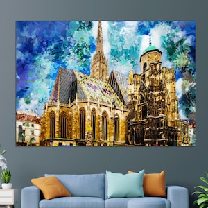 Stephansdom in Wien Leinwanddruck, Abstraktes Wiener Gemälde, Wiener Wandkunst