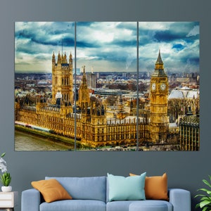 Palace of Westminster in London Canvas Print, Westminster Painting, London Wall Art