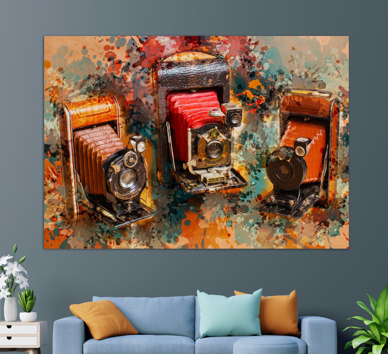 Vintage Cameras Canvas Print Photographer Gift Retro Cameras Etsy