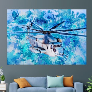 Sikorsky CH-53E Super Stallion Canvas Print, Military Helicopter Wall Art, Aircrafts Wall Art, Pilot Gift