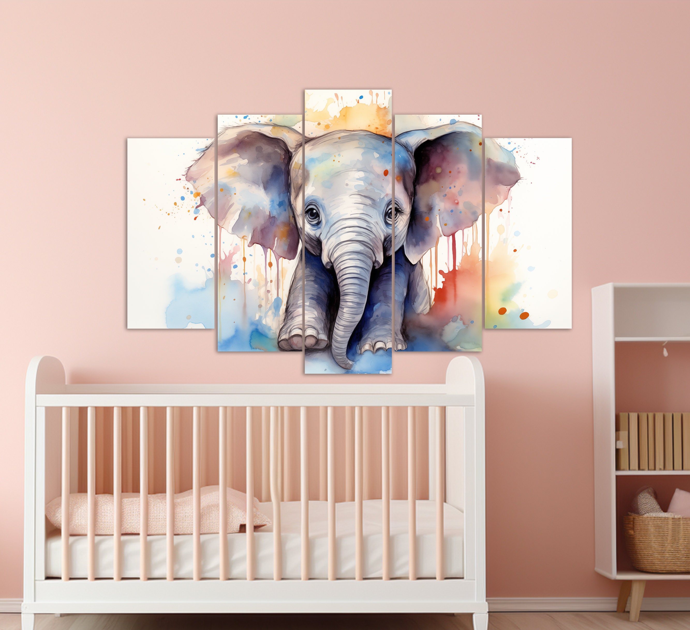 Aquarel canvasprint olifant, muurdecoratie kinderkamer, kindercanvas, kunst  aan de muur olifanten, schilderij kinderkamer - Etsy België, image size:2667x2434