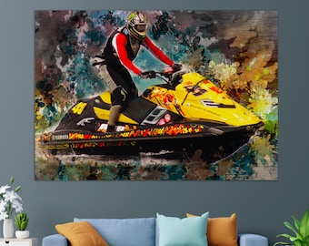 Water Sports Wall Art, Jet Ski Canvas Print, Jet Bike Print, Jet Ski Painting, Jetski Wall Art