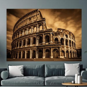 Colosseum Sepia Painting, Abstract Colosseum Canvas Print, Sepia Colosseum Print