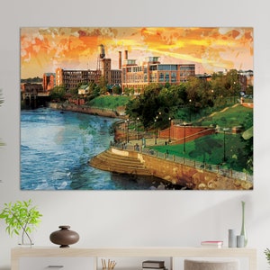 Columbus Canvas Print, Georgia, Columbus Skyline, Columbus Painting, Columbus Wall Art
