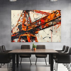 Baukran Leinwand, Architekt Wandkunst, Baumeister Geschenk, Architekt Geschenk, Konstrukteur Geschenk, Baukran Druck