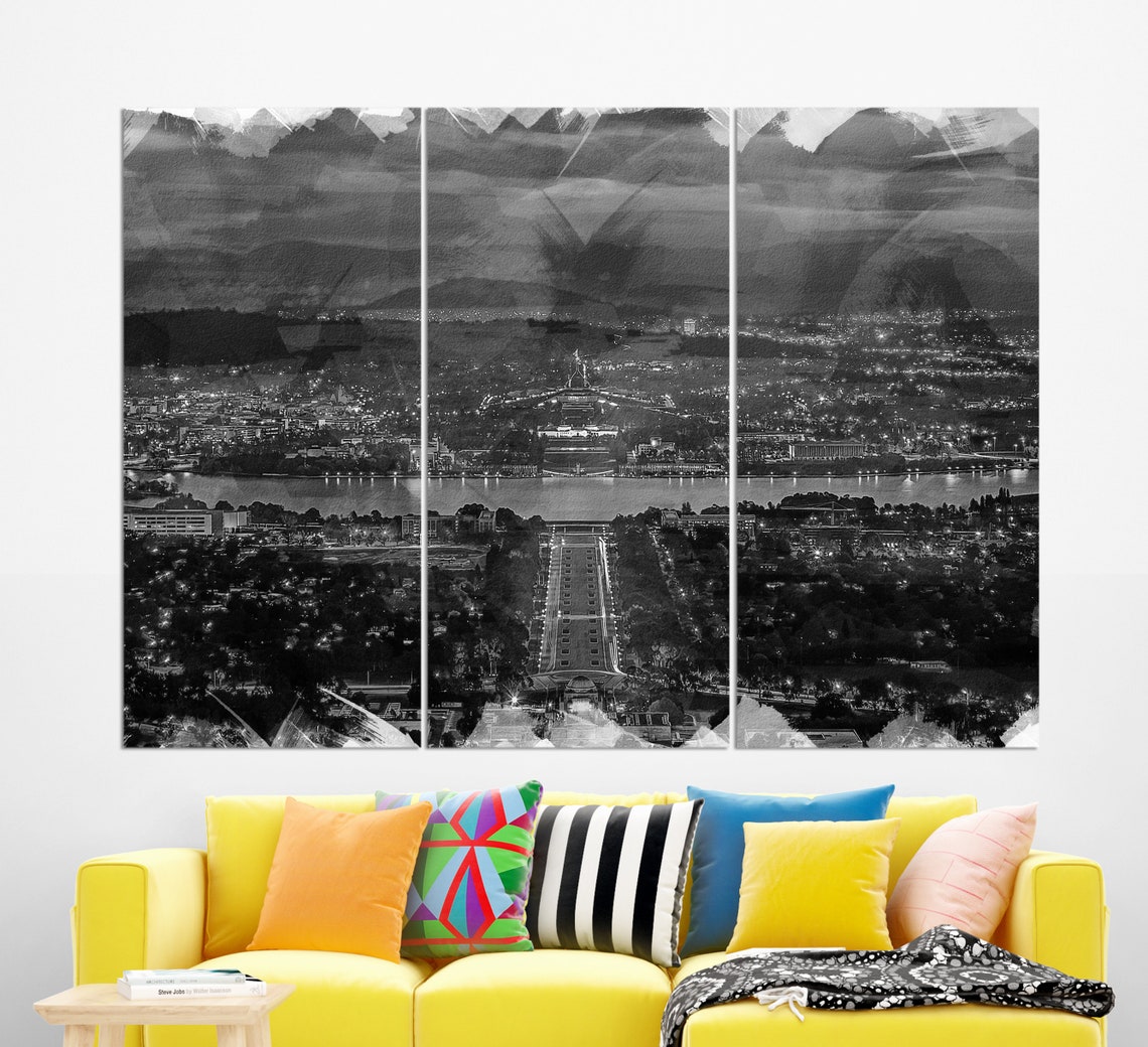 Canberra Canvas Print Canberra Skyline Canberra Painting Etsy