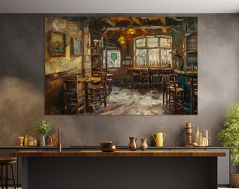 Irish Pub Vintage Painting Canvas Print, Pub Wall Art, Abstract Pub Canvas Print, Man Cave Wall Decor, Pub Wall Decor, Irish Gift