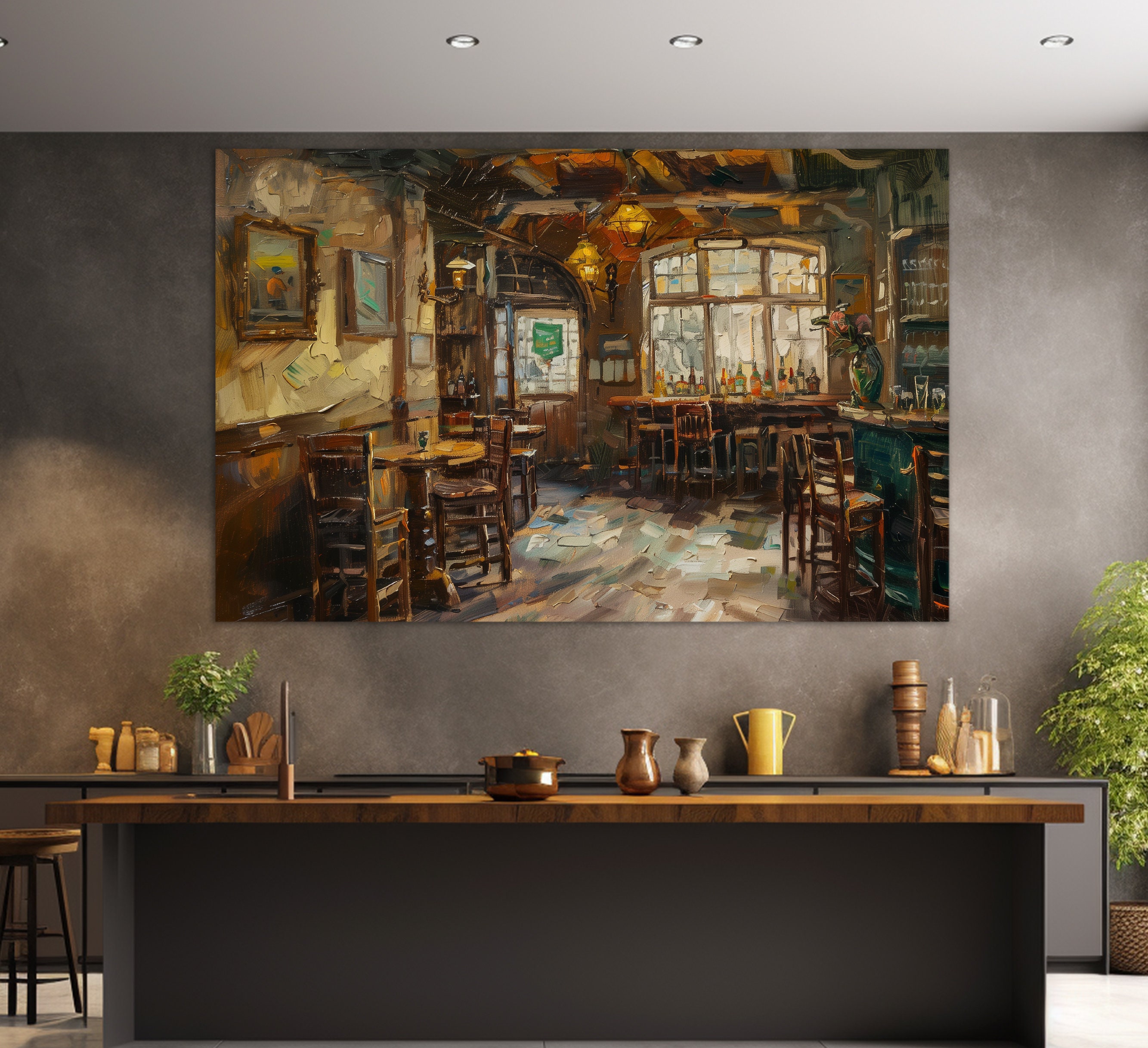 Irish Pub Vintage Painting Canvas Print, Pub Wall Art, Abstract Pub ...